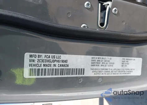 2023 Dodge Charger Scat Pack из США, поврежденный, VIN 2C3CDXGJ0PH619040